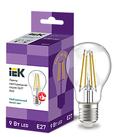 Лампа LED 9 Вт Е27 4000К белый FILAMENT